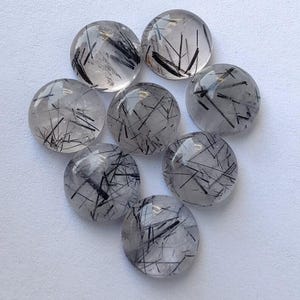 AAA+ Natural Black Rutile Round Shape Cabochon(3mm to 12mm) loose Gemstone