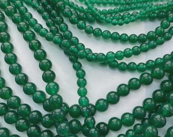 AAA Top Grade Quality Genuine Natural Green Onyx Round Beads Gemstone 15" Strand 4mm 6mm 8mm 10mm Stones