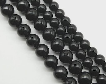AAA Top Grade Qualität echte natürliche schwarze Onyx runde Perlen Edelstein 15 "Strang 4 mm 6 mm 8 mm 10 mm Steine