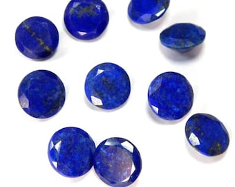 5 Pcs Lot Natural Lapis Lazuli 8mm Gemstone Round Faceted Cut