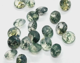 5 Pcs Lot Moss Agates 8mm Gemstone Round Faceted Cut