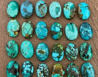 Piedra preciosa suelta de turquesa tibetana natural AAA+, cabujón ovalado (5 x 7 mm a 15 x 20 mm)