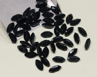 天然ブラックオニキス マーキス ファセットカット：ジュエリー用ルースストーン（4 x 8 mm～15 x 30 mm）