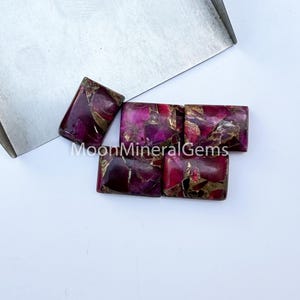 Natural Ruby Copper Turquoise Composite Cabochon, Rectangle -Pink Dahlia Turquoise Loose Gemstone, Calibrated Size 10x12mm To 20x30mm