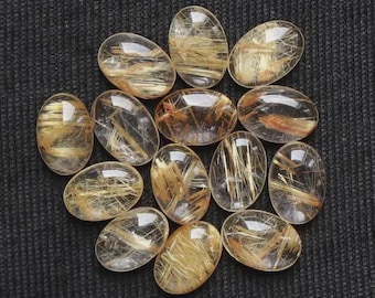 AAA+ Natural Golden Rutile Oval Cabochon Loose Gemstone (5x7mm to 10x14mm)