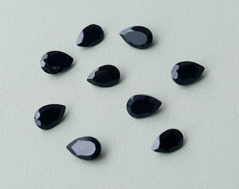 Natural Black Onyx Faceted Pear Cut  Loose Gemstone (5mm-25mm)