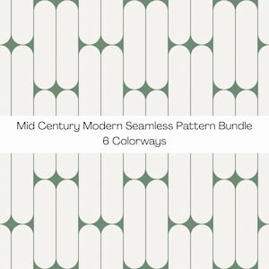 Mid Century Modern Seamless Pattern Bundle, Retro Geometric Pill Shape Digital Paper, Scandinavian Wallpaper