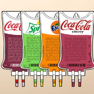 Coca Cola Inspired IV drinks Variety Pack, Healthcare Sticker Pack, Fun Sticker Set, Laptop Decals, Water Bottle Stickers, Vinyl Stickers