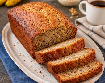 Classic Moist Banana Bread Recipe PDF, Beginner-Friendly Baking, Printable Digital Download
