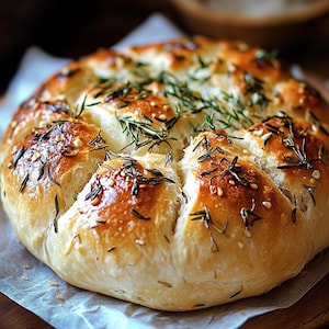 No-Knead Rosemary Sea Salt Bread Recipe PDF (Digital Download)
