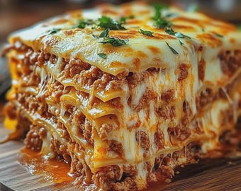Million Dollar Lasagna Recipe | Easy Cheesy Dinner Party Meal | Printable Digital PDF Download