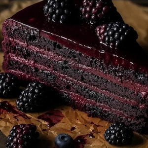 Dark Chocolate Blackberry Cake Recipe: Easy Dinner Party Dessert (Digital Download)