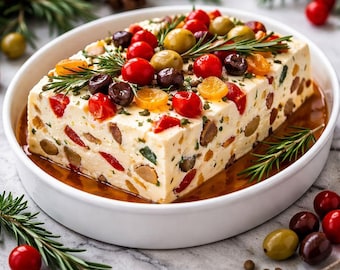 Holiday Antipasto Log Recipe: Festive Fig & Pistachio Appetizer (Digital Download