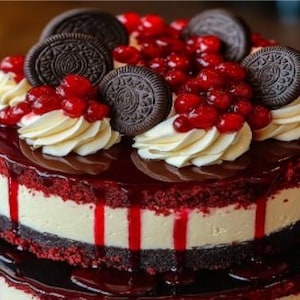 Red Velvet Oreo Cheesecake Recipe: Easy Dinner Party Dessert (Digital Download)