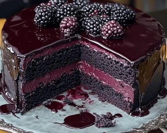 Decadent Blackberry Velvet Gothic Cake Recipe (Digital PDF Download )