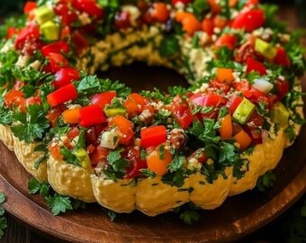 Christmas Taco Cheese Ball Wreath Recipe: Festive Holiday Appetizer (Digital Download