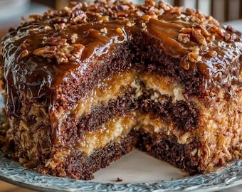 Moist German Chocolate Cake Recipe PDF, Classic Homemade Layer Cake, Printable Digital Download