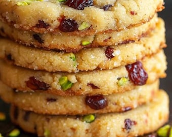 Cranberry Pistachio Shortbread Cookie Recipe: Easy Holiday Baking (Digital Download)