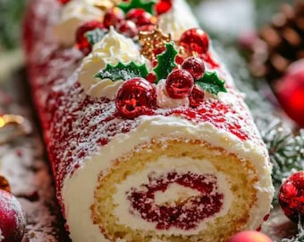 Christmas Roll Cake A Festive Delight  recipe PDF (Digital Download)