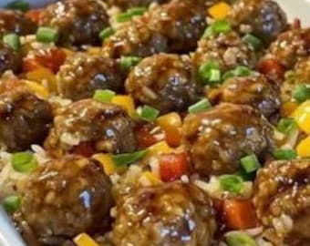 Honey Garlic Meatball Rice Bake Recipe PDF (Digital Download)