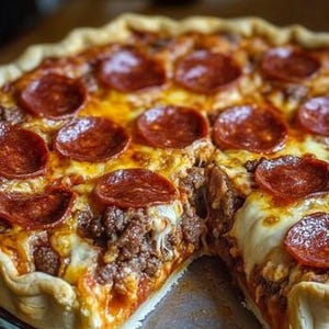 Deep Dish Pizza Pie Recipe: Hamburger, Sausage & Pepperoni (Digital Download)