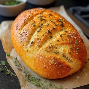 Lazy No-Knead Garlic Bread Recipe: Easy Dinner, Party Side (Digital Download
