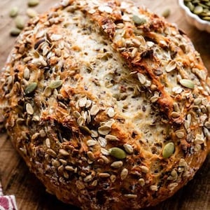 Receta de pan de avena con semillas sin amasar (PDF, descarga digital)