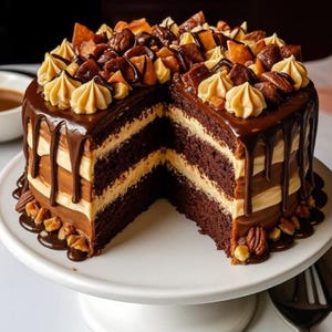 Snickers Cake Recipe: Easy Chocolate Peanut Butter Dessert (Digital Download)