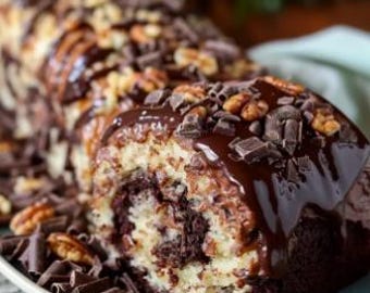 German Chocolate Coconut Pecan Roll Cake Recipe (Digital Download)