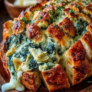 Käsiges Spinat-Artischocke-Sauerteigbrot-Rezept (digitaler Download)