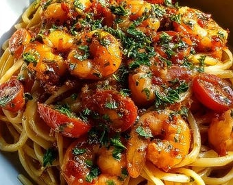 Chilli Garlic Prawn Pasta  PDF, Party Dinner Recipe, Printable Digital Download