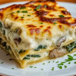 Creamy Spinach Mushroom Lasagna Recipe: Easy Dinner, Party Recipe (Digital Download)