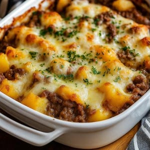 Cheesy Beef and Potato Gratin Recipe: Easy Dinner, Party Meal (Digital Download)