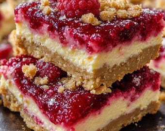 Lemon Raspberry Cheesecake Bars Recipe: Easy Dessert (Digital Download)