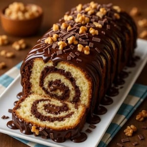 German Chocolate Roll Cake Recipe: Decadent Dessert (Digital Download)