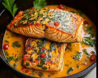 Marry Me Salmon Recipe | Creamy Gourmet Seafood Dinner | Printable Digital PDF Download