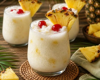 Piña Colada Mocktail Recipe | Tropical Non Alcoholic Summer Drink | Printable Digital PDF Download
