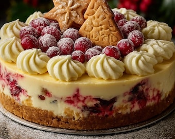 Christmas Cheesecake (Cranberry Jam White Chocolate Mousse Cheesecake) recipe PDF (Digital Download)