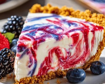 4th of July Swirl Pie Recipe | No-Bake Summer Party Pie | PDF Download