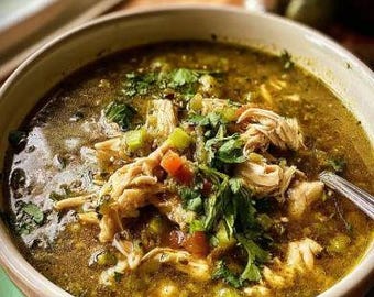 Cozy Salsa Verde Chicken & Rice Soup recipe PDF (Digital Download)