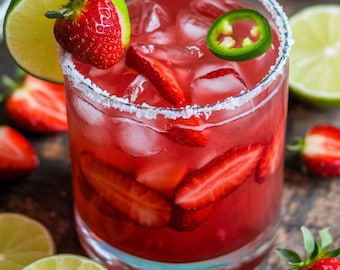 Spicy Strawberry Margarita Recipe PDF, Printable Digital Download