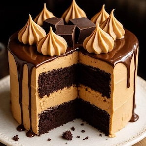 Double Layer Chocolate Peanut Butter Cake Recipe (Digital Download)