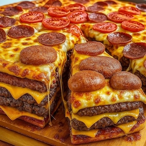 Layered Pizza-Burger Hybrid Recipe: Easy Dinner, Party Food (Digital Download)