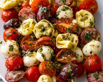 Spiedini di antipasto italiano con tortellini marinati e mozzarella (scarica PDF digitale)