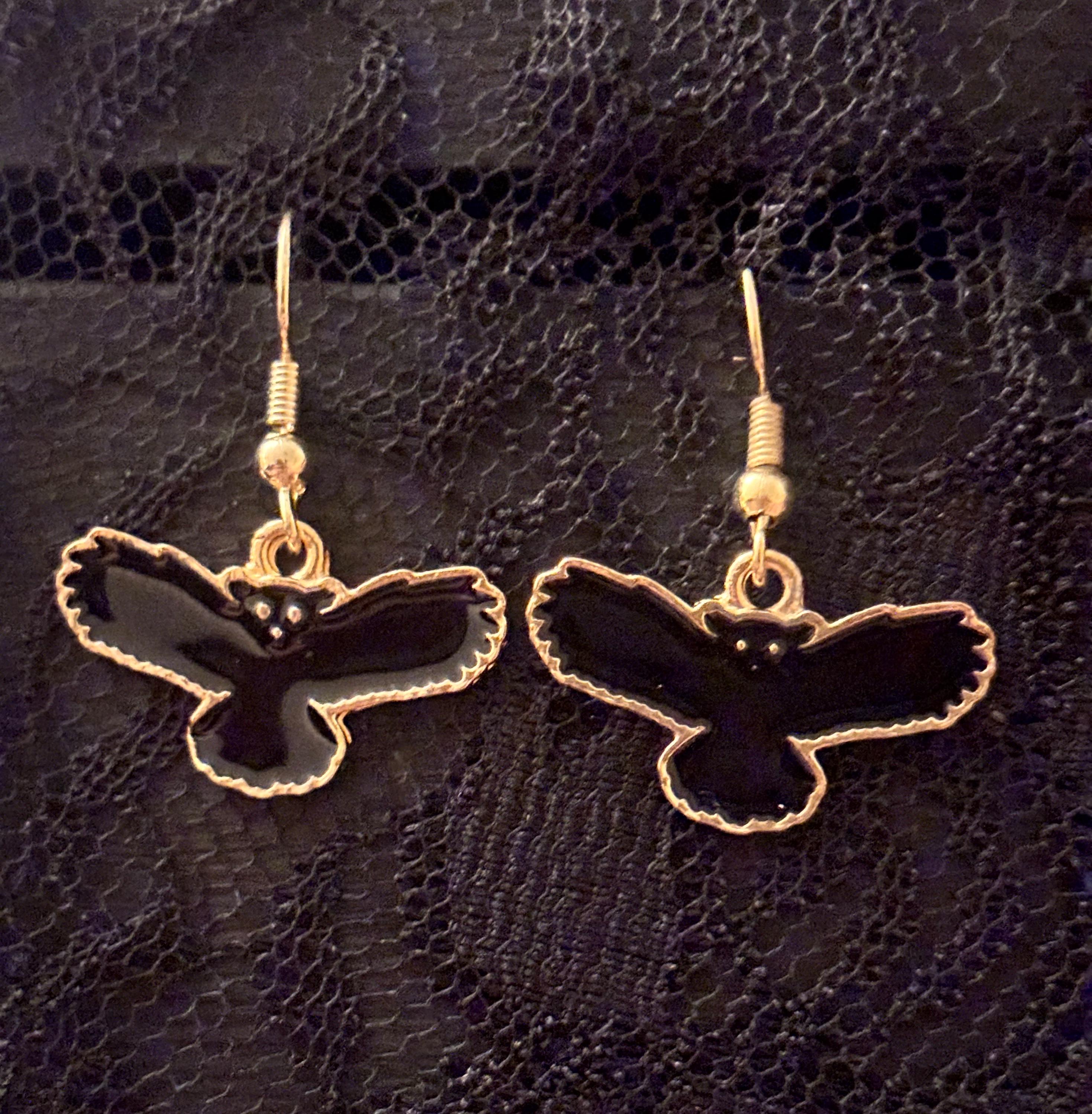 Black owl earrings