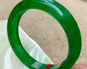 Unisex Solid Green Jadeite Jade Bangle |Jade Handmade  Jewelry|Natural Jade Gemstone Bangle Bracelet|Real Green Jadeite Bangle|Gift For Her