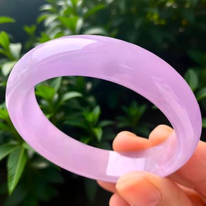 Original Violet Jade Gemstone Handmade Bangle|Natural Ice Jade Purple Jadeite Bangle Bracelet|Clear Lavender Jade Jewelry|Gift For Women