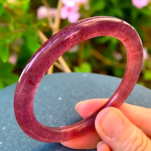 Natural Strawberry Quartz Bangle Bracelet|Red Quartz Gemstone Bangle|Red Strawberry Quartz Handmade Bangle|Quartz Crystal Jewelry|Her Gifts