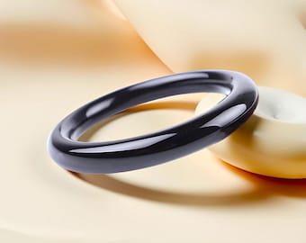 Natural Black Jade Bangle For Women|Black Jade Gemstone Bangle Bracelet|Thin Black Jade Bangle|Handmade Black Jade Jewelry|Gift For Her