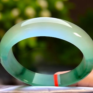 Unisex Green Dark Floating Flower Jade Bangle|Clear Ice Jade Bangle Bracelet|Natural Jade Bangle|Handmade Jade Gemstone Jewelry|Gift For Her